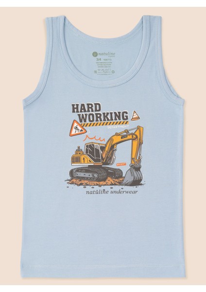 Erkek Çocuk Organik Pamuklu Likralı Atlet Hard Working 3'lü Paket fırsatları