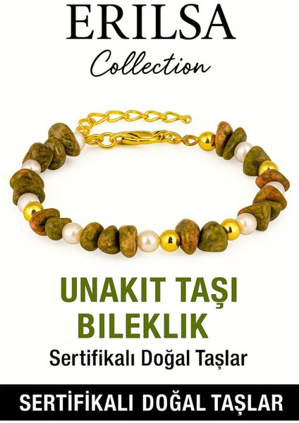Sertifikalı Inci ve Unakit Taşı Bileklik – Denge ve Canlılık Enerjisi