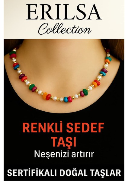 Sertifikalı Kırık Taşlı Model Renkli Sedef Taşı Kolye – Duygusal Denge ve Zarafet