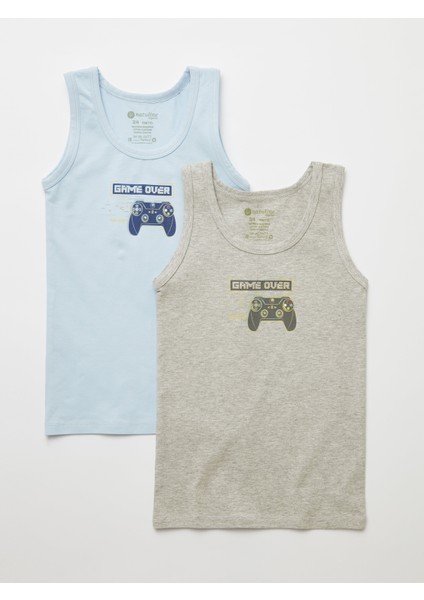 Erkek Çocuk Organik Pamuklu Likralı Atlet Game Over 2'li Paket