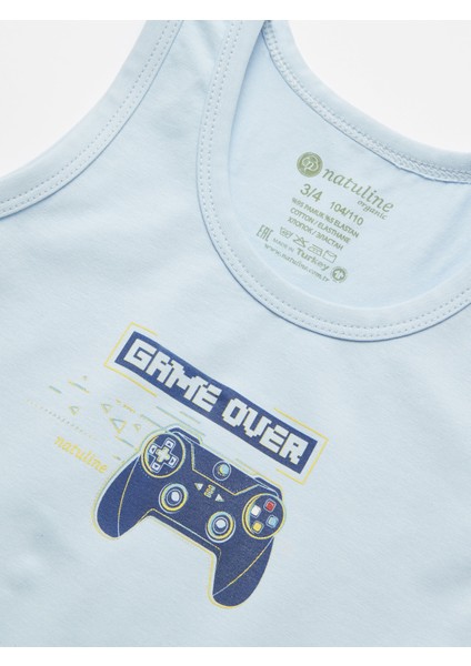 Erkek Çocuk Organik Pamuklu Likralı Atlet Game Over 2'li Paket