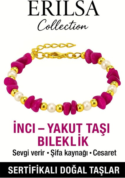Sertifikalı Inci ve Yakut Taşı Bileklik – Enerji ve Zarafet