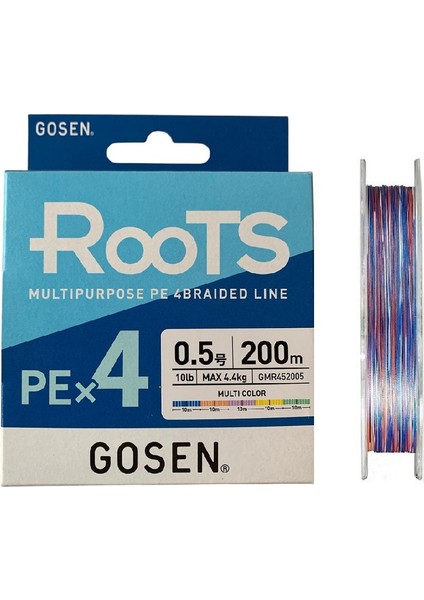 X4 Roots Pe 4 Kat 0.5 Pe Lrf Örgü Ipi 200MT Multi Color