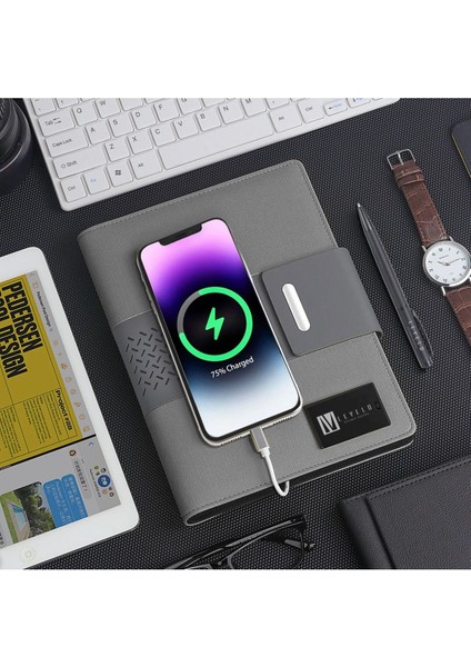 Techbook Not Defteri, Dahili 8000MAH Power Bank, Kartlıklı, Profesyonel modelleri