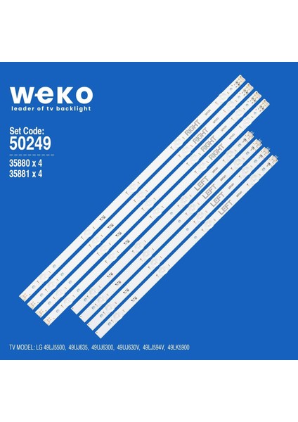 WKSET-5249 35880X4 35881X4 NC490DGG-AAFX1-41CA - GAN01-1255A-P1 8 Adet LED Bar