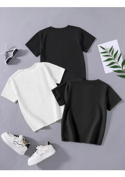 Unısex La Baskılı Erkek Çocuk Bisiklet Yaka Kısa Kollu Tshirt Yeni Sezon ( 3lü Paket ) fiyatları