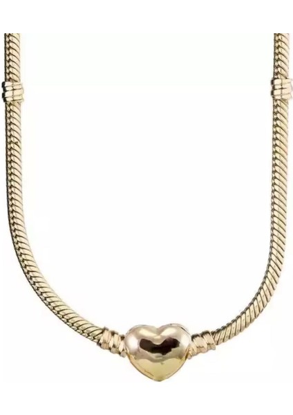 Gümüş Gold Renk Moments Kalp Klipsli Zincir Kolye