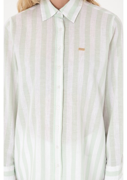 Kadın Su Yeşili Gömlek Desenli 50299305-VR048