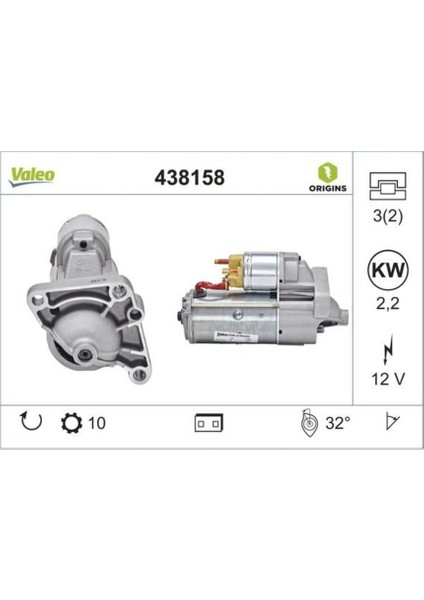 12V Marş Motoru Valeo Tipi 10 Diş 2.2 Kw D7R Master/Movano