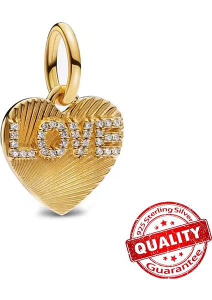 Gümüş Gold Renk Kalp Etiket Sallantılı Charm modelleri