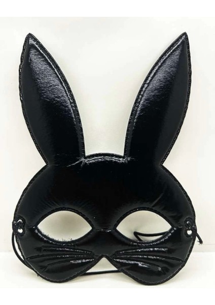 Siyah Renk Kumaş Malzemeden Imal Eva Tavşan Maskesi 19x15 Cm
