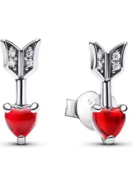 Gümüş Ok ve Murano Camı Kalp Çivi Küpe indirimleri