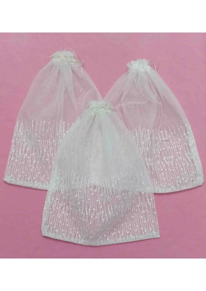 Desenli Tül Kese 28*36 cm Ebatında 3 Adettir Hediyelik Bohçalık Çeyizlik