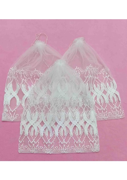 Güpür Desenli Tül Kese 27*38 cm Ebatında 4 Adettir Hediyelik Bohçalık Çeyizlik