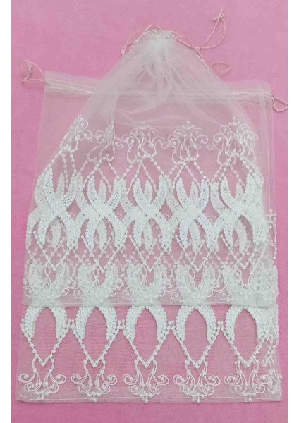 Güpür Desenli Tül Kese 27*38 cm Ebatında 4 Adettir Hediyelik Bohçalık Çeyizlik