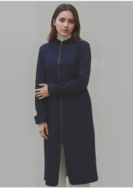 Kadın Tesettür Yarım Pardesü Ferace Kap Giyçık Fermuarlı Dabıl Kumaş modelleri