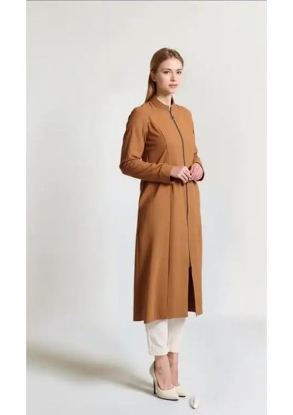 Kadın Tesettür Yarım Pardesü Ferace Kap Giyçık Fermuarlı Dabıl Kumaş modelleri