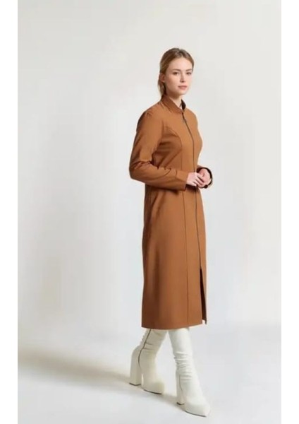 Kadın Tesettür Yarım Pardesü Ferace Kap Giyçık Fermuarlı Dabıl Kumaş fırsatları