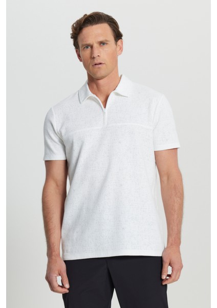 Pamuklu Slim Fit Dar Kesim Polo Yaka Jakarlı Esnek Tişört modelleri