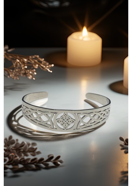 Mythos Collection – Celtic Knot 316L Paslanmaz Çelik Erkek Kadın Özel Kelepçe Bileklik