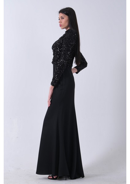 Siyah Üst Pul Payet Alt Krep Tesettür Abiye 6502497.01 fırsatları
