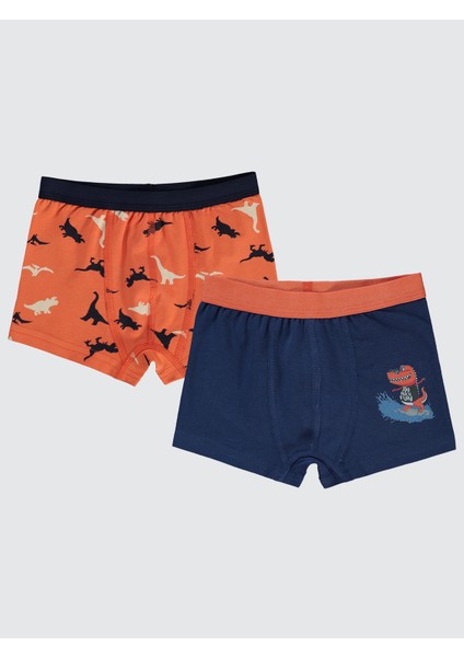 Erkek Çocuk 2'li Boxer Set 2-10 Yaş Turuncu
