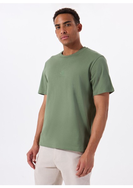 Bisiklet Yaka Koyu Yeşil Erkek T-Shirt 12288374_JPRBLULOGO Tee Ss Crew Nec modelleri