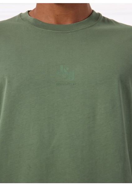 Bisiklet Yaka Koyu Yeşil Erkek T-Shirt 12288374_JPRBLULOGO Tee Ss Crew Nec