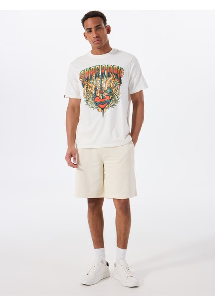 Bisiklet Yaka Beyaz Erkek T-Shirt M1012125A-U4Y_BIKER Rock Graphıc Lo fiyatları