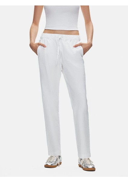 Kadın Basıc Beli Lastikli Loose Beyaz Pantolon fiyatları