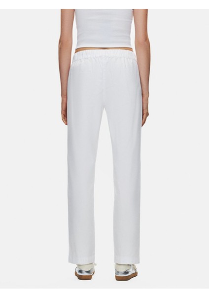 Kadın Basıc Beli Lastikli Loose Beyaz Pantolon modelleri
