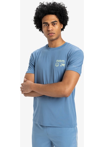 EQYKT04373 Lap Tıme Ss Tee Mavi Bisiklet Yaka Normal Kalıp Erkek T-Shirt