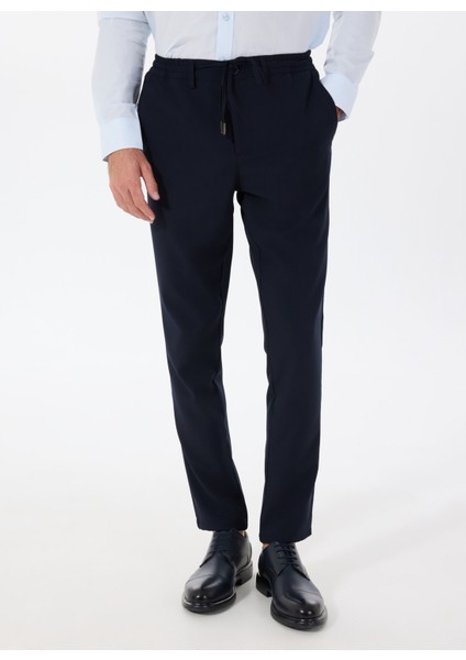 Bağlamalı Bel Normal Paça Slim Fit Lacivert Erkek Pantolon ACE001252275_LAC modelleri