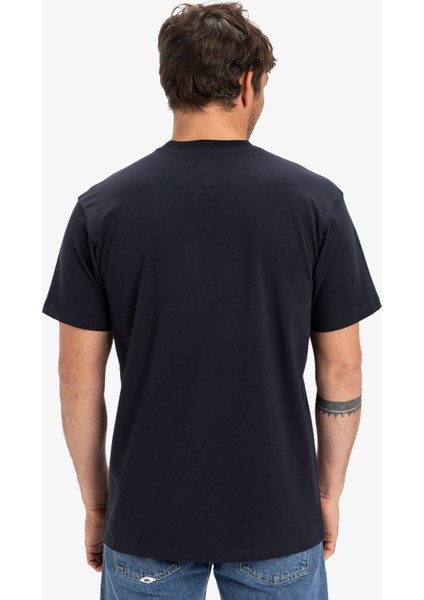 EQYZT08044 Ev Tuned Out Ss Lacivert Bisiklet Yaka Normal Kalıp Baskılı Erkek T-Shirt modelleri