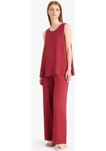 Regular Fit Esnek Belli Bağcıklı Plaj Pantolonu-Fall in Love D9763AX25SM