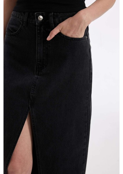 Long Fit Yırtmaçlı Jean Midi Etek D1464AX24WN indirimleri