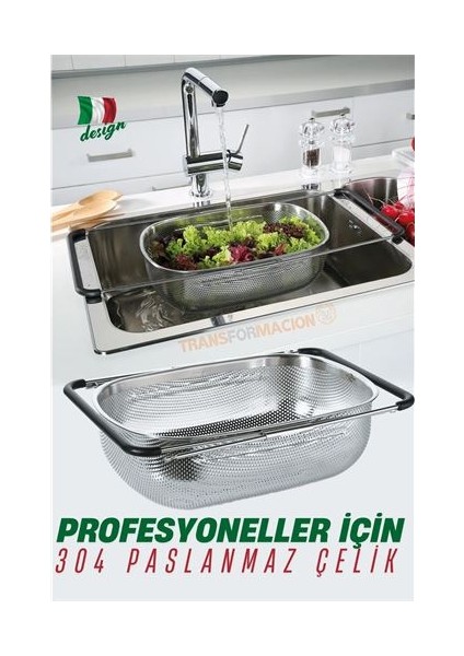 Lavabo Süzgeci Ayarlanabilir Kevgir 304 Paslanmaz Çelik