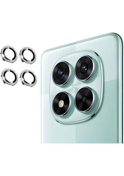 Xiaomi Redmi Note 14 Pro 5g Uyumlu Taşlı Parlak Kamera Lens Koruyucu Cam ve Çerçeve Kamera Koruma