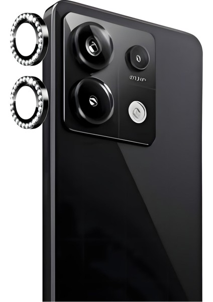 Xiaomi Redmi Note 13 Uyumlu Taşlı Parlak Kamera Lens Koruyucu Cam ve Çerçeve Kamera Koruma Lensi