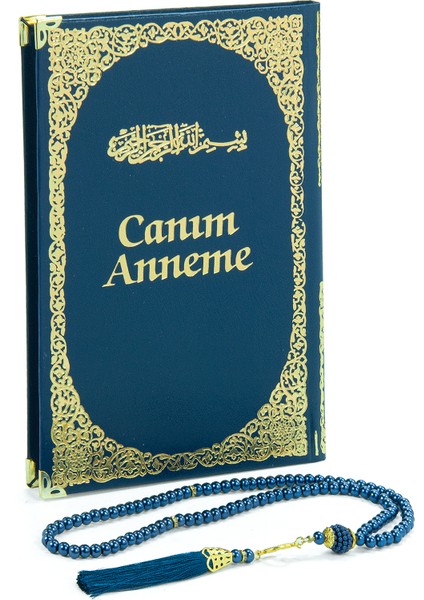 Anneye Hediye Kutulu Inci Tesbihli Ciltli Yasin Kitabı Seti Lacivert fırsatları