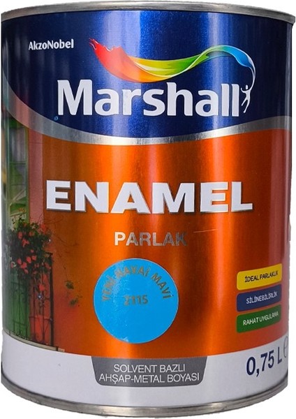 Enamel Sentetik Parlak Yağlı Boya 0,75 Lt 2115 Yeni Havai Mavi