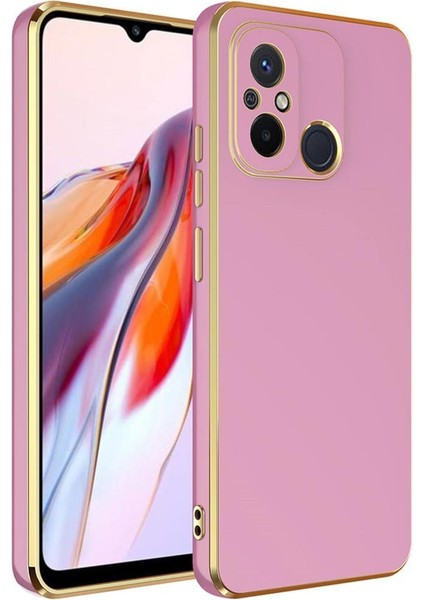 Xiaomi Redmi 12C Kılıf Kamera Korumalı Altın Kenar Tasarım Silikon