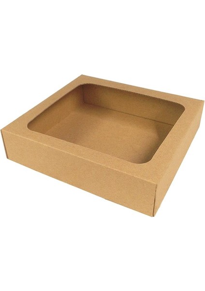Asetat Pencereli Kraft Kutu Hediye Kutusu 32 x 32 x 6 cm