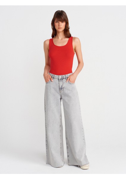 10746 Kalın Askılı Basic Triko Bluz-Kırmızı fırsatları