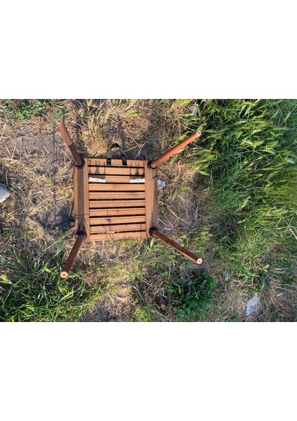 Kamptek Ahşap Atölyesinden Kalın Ahşap Dayanıklı Lüx Konik Ayaklı Kamp Doğa Masası 45*45 cm