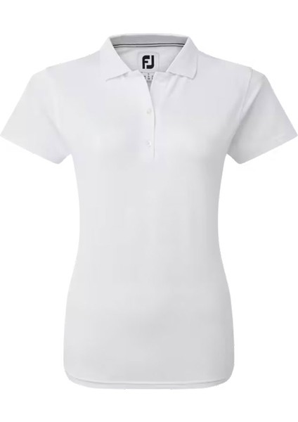 Kadın Stretch Pique Polo Yaka Beyaz T-Shirt 88493 modelleri