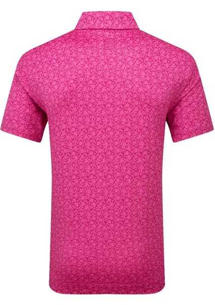 Çiçek Baskılı Polo Yaka Golf T-Shirt Fuşya 81616 fırsatları