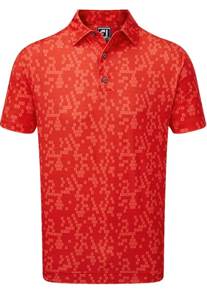 Dijital Kamuflaj Baskılı Lisle Golf Polo T-Shirt Kırmızı 88439