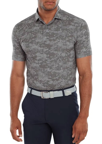 Bulut Kamuflajı Lisle Polo Yaka Golf T-Shirt Gri 80006