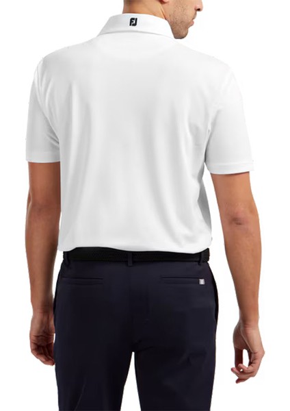Stretch Pique Solid Polo Yaka Beyaz Golf T-Shirt 91823 fiyatları